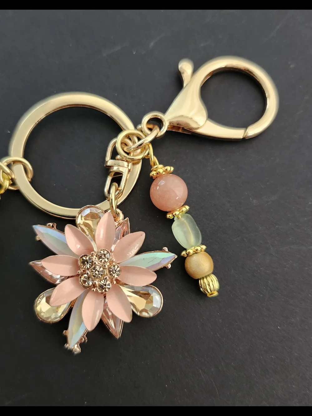 Floral Purse Charm or Keychain Aventurine Jasper Agate Handcrafted